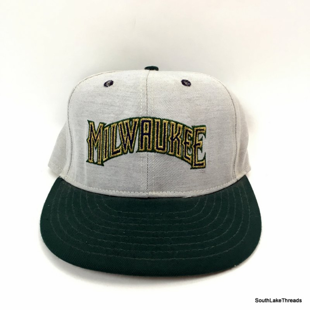 VTG Milwaukee Brewers Grey Fleece Hat 6 7/8 Rare